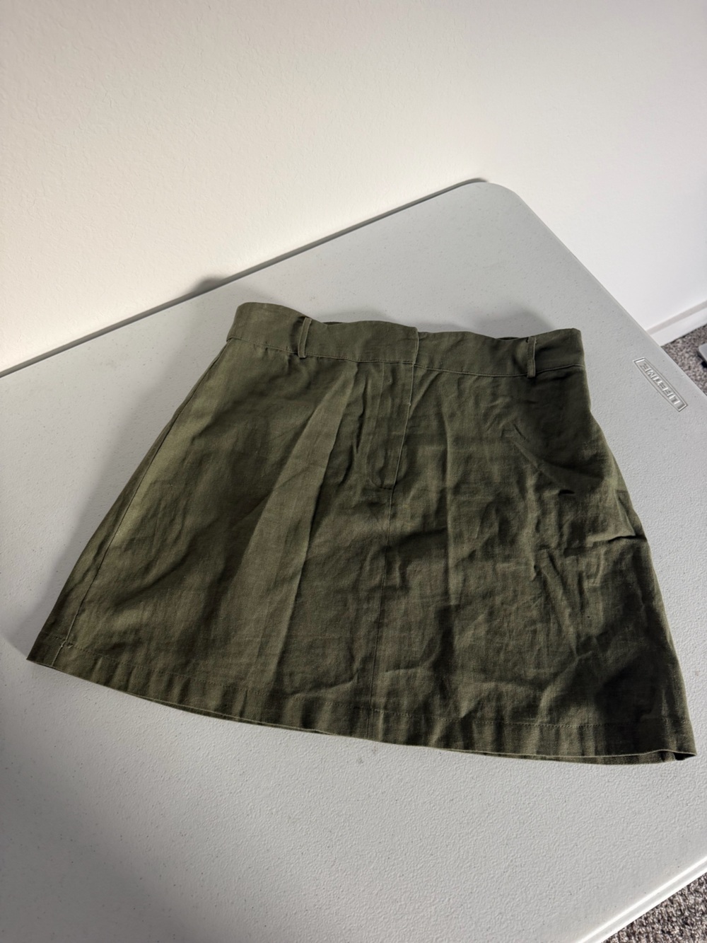 Blu Pepper Womens Belted Olive Green Skirt Size Large Linen Blend With Belt NWT
